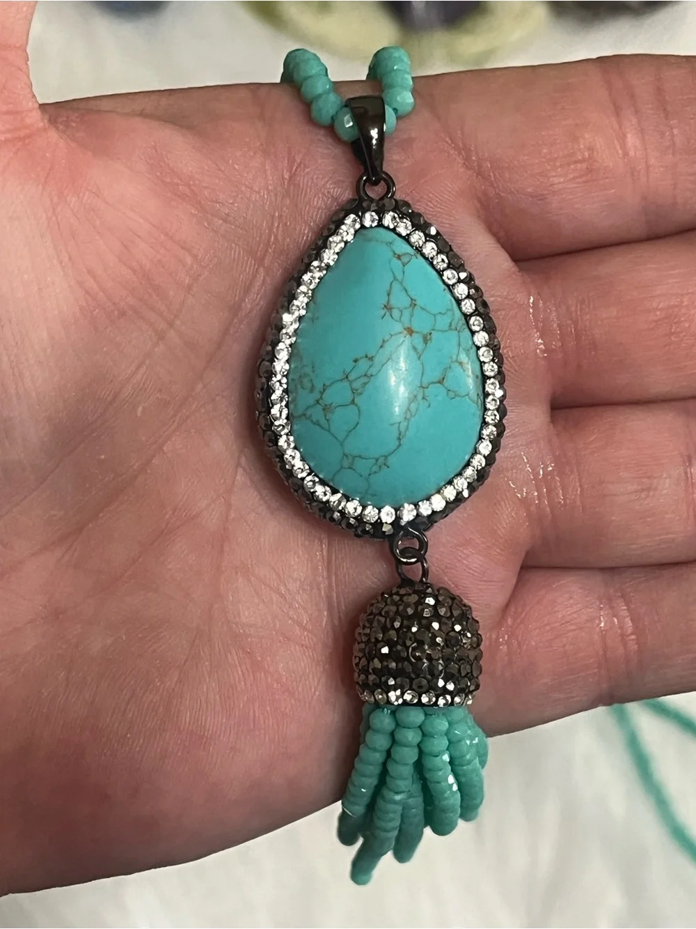 Joan Rivers Long Turquoise Necklace